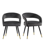Laurel Wave Charcoal Velvet Set of 2 Dining Chairs