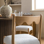 Ludlow Set of 2 Dining Chairs, Ecru Boucle | Natural Oak Frame