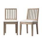 Hemingford Set of 2 Beige Textured Fabric Bobbin Spindle Washed Oak Dining Chairs