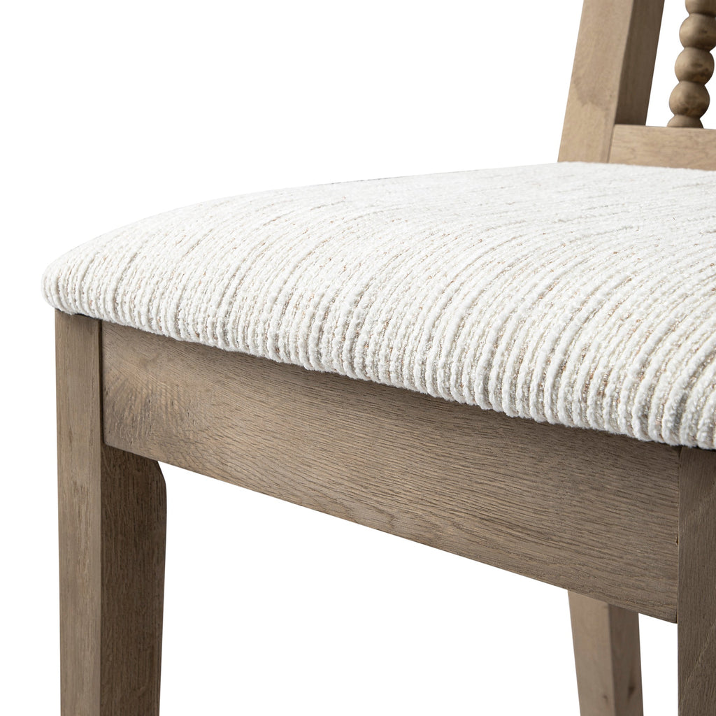 Hemingford Set of 2 Beige Textured Fabric Bobbin Spindle Washed Oak Dining Chairs