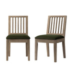 Hemingford Set of 2 Moss Green Velvet Bobbin Spindle Washed Oak Dining Chairs