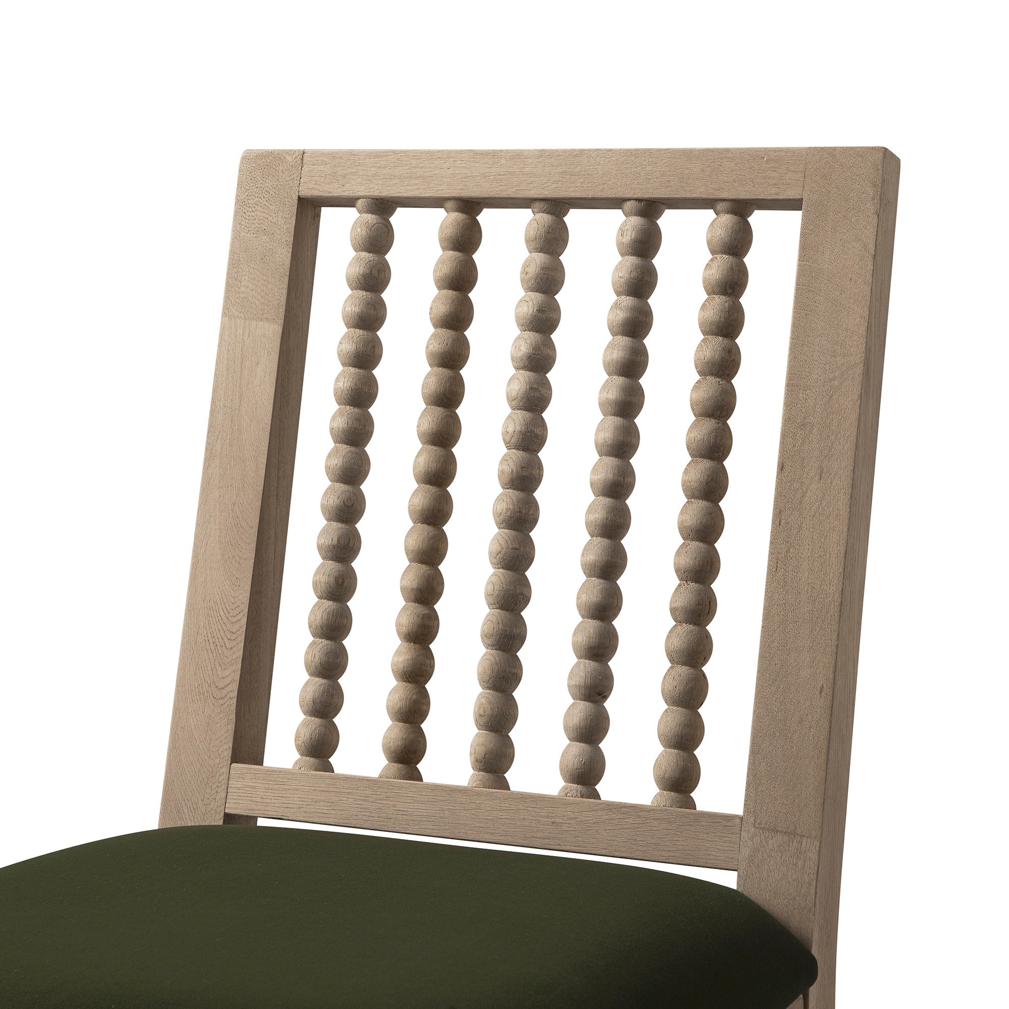 Hemingford Set of 2 Moss Green Velvet Bobbin Spindle Washed Oak Dining Chairs