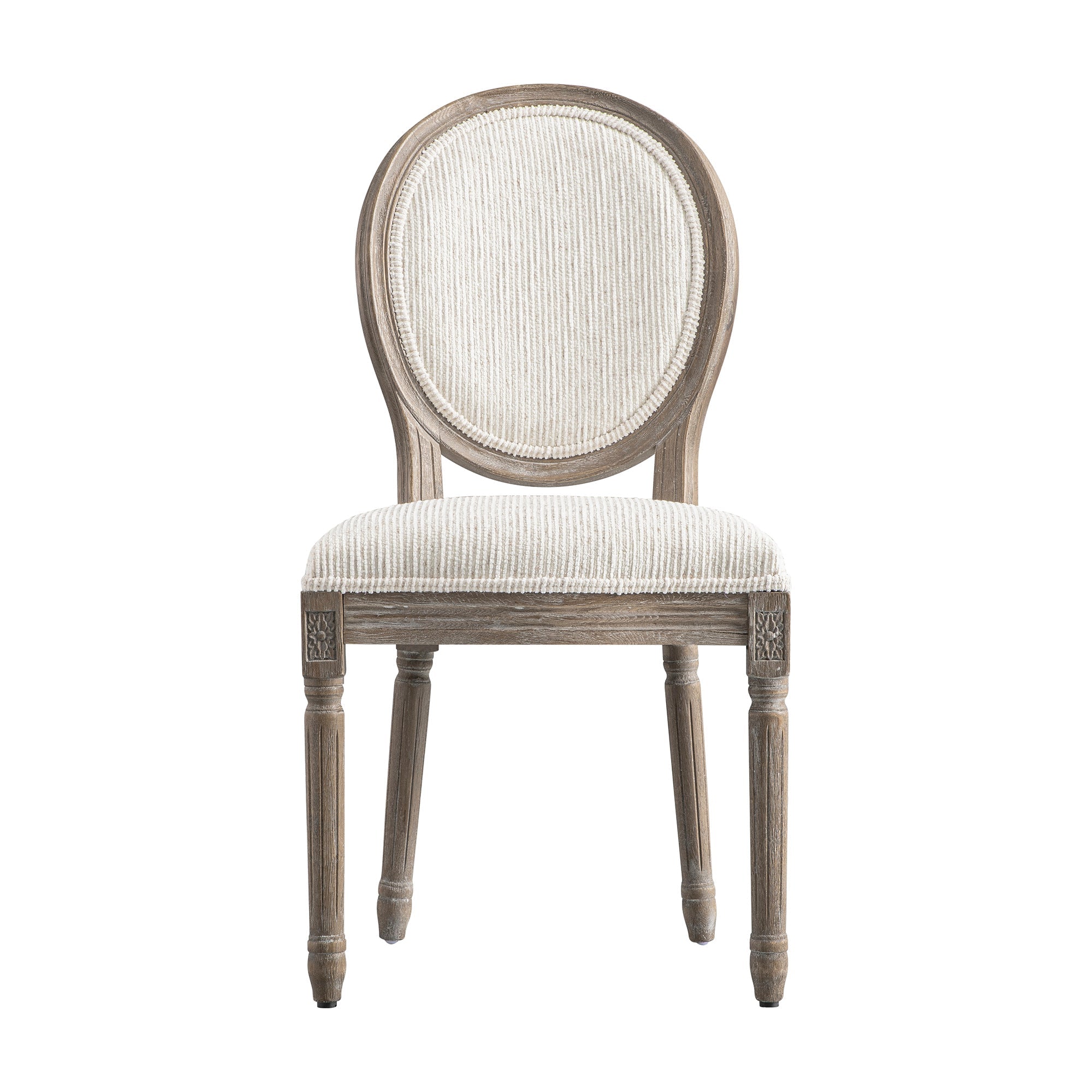 Lainston Set of 2 Classic Weathered Oak Dining Chairs, Beige Textured Fabric