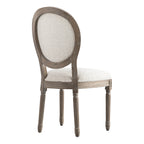 Lainston Set of 2 Classic Weathered Oak Dining Chairs, Beige Textured Fabric