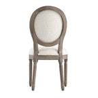 Lainston Set of 2 Classic Weathered Oak Dining Chairs, Beige Textured Fabric