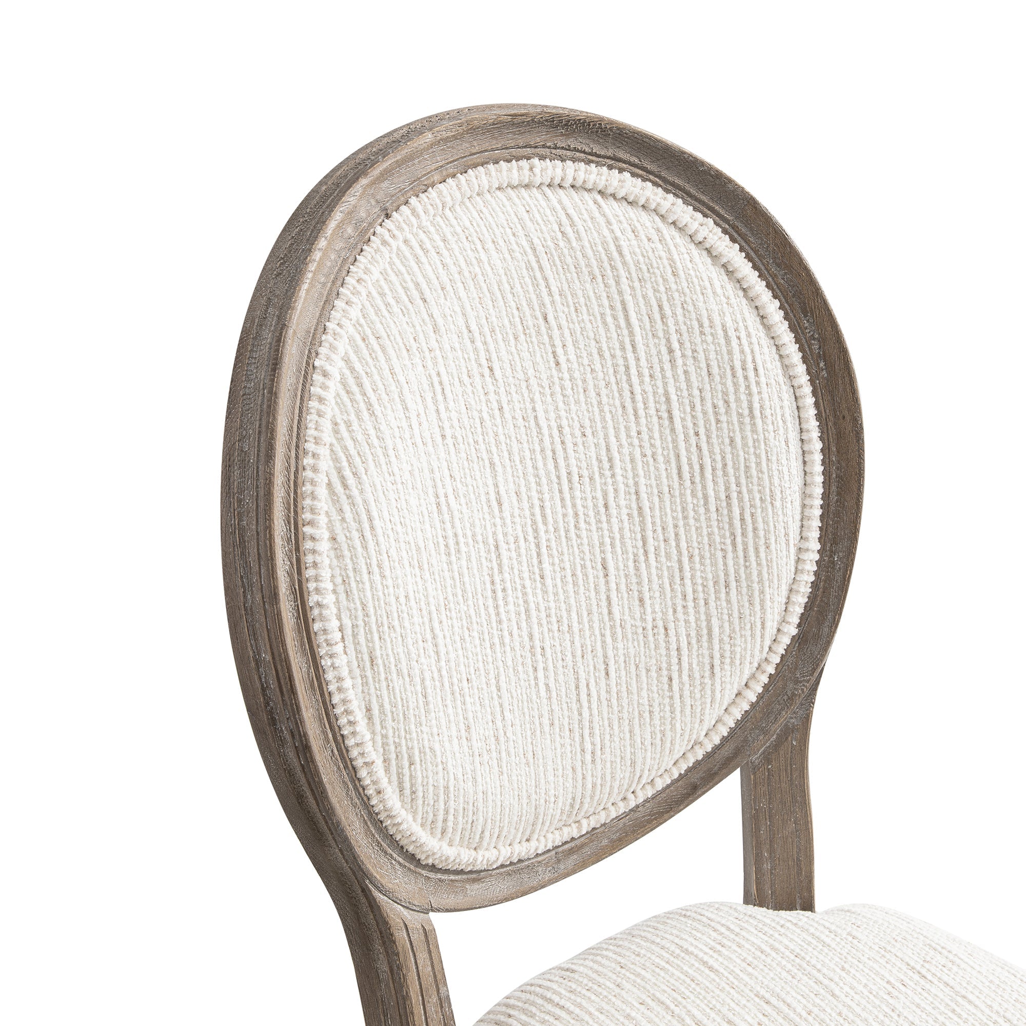 Lainston Set of 2 Classic Weathered Oak Dining Chairs, Beige Textured Fabric