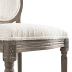 Lainston Set of 2 Classic Weathered Oak Dining Chairs, Beige Textured Fabric