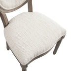 Lainston Set of 2 Classic Weathered Oak Dining Chairs, Beige Textured Fabric