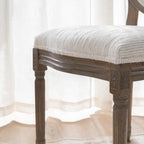 Lainston Set of 2 Classic Weathered Oak Dining Chairs, Beige Textured Fabric