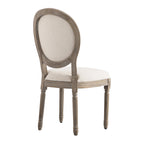 Lainston Set of 2 Classic Weathered Oak Dining Chairs, Oatmeal Brushed Fabric