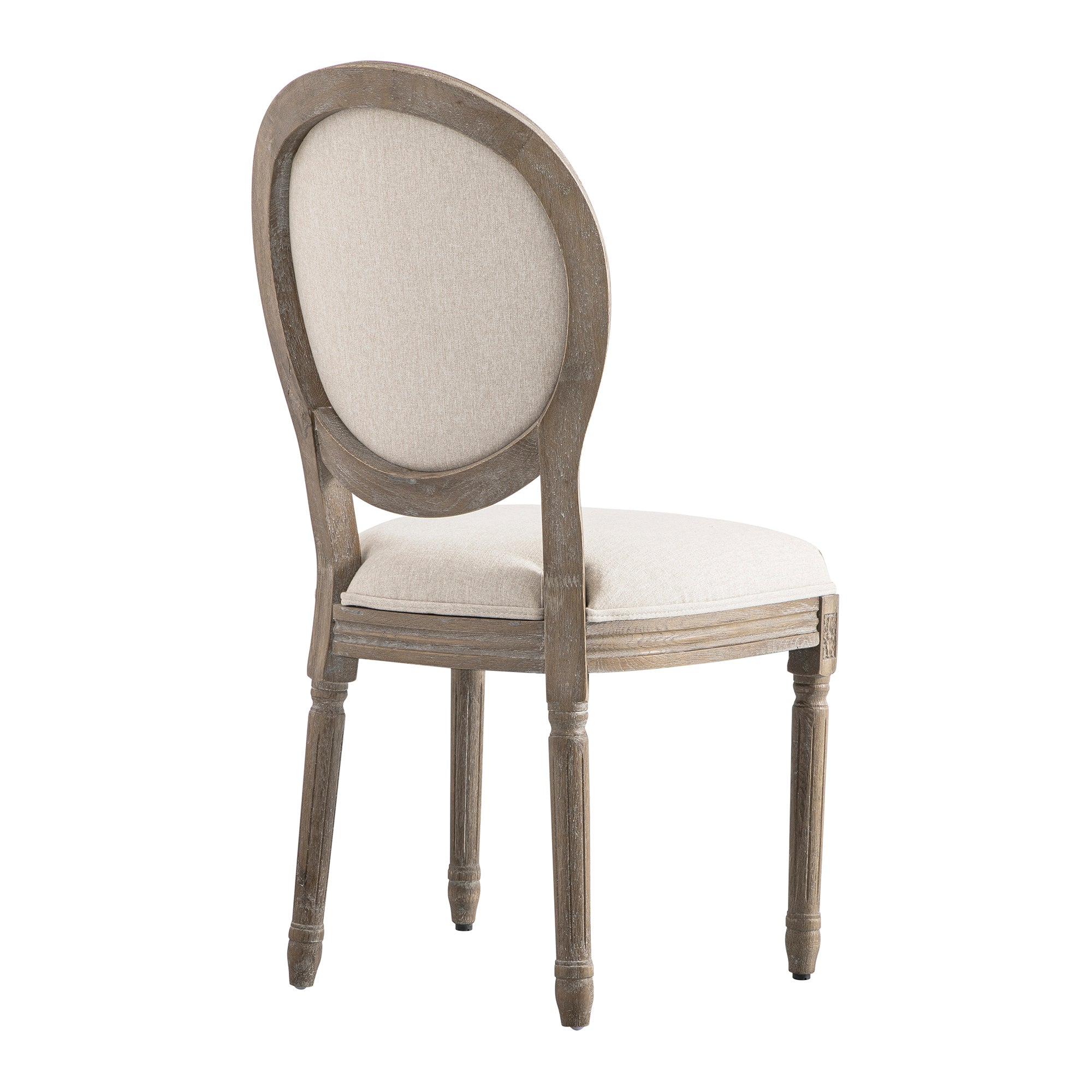 Lainston Set of 2 Classic Weathered Oak Dining Chairs, Oatmeal Brushed Fabric