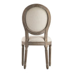 Lainston Set of 2 Classic Weathered Oak Dining Chairs, Oatmeal Brushed Fabric