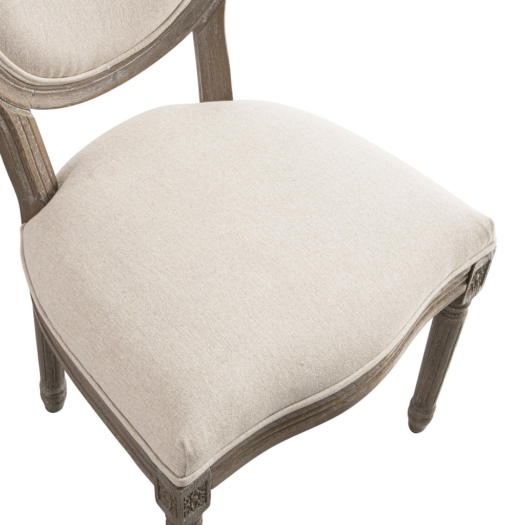 Lainston Set of 2 Classic Weathered Oak Dining Chairs, Oatmeal Brushed Fabric