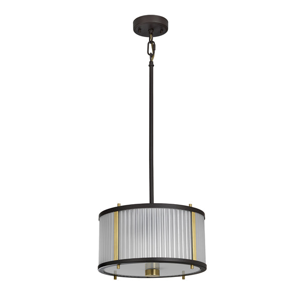 Corona 2 Light Pendant Light - Bronze, Dark Brown & Aged Brass