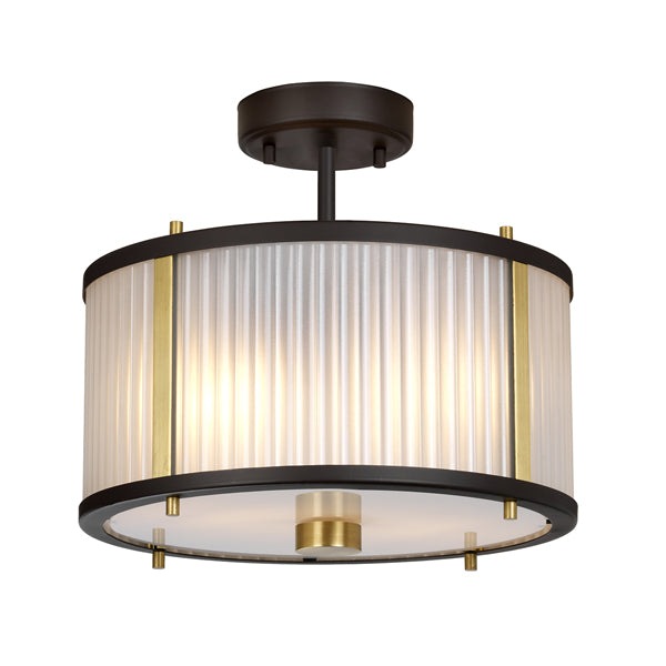 Corona 2 Light Pendant Light - Bronze, Dark Brown & Aged Brass