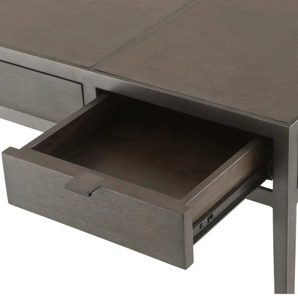 Scavullo Desk - Straight Charcoal Brown Oak Veneer