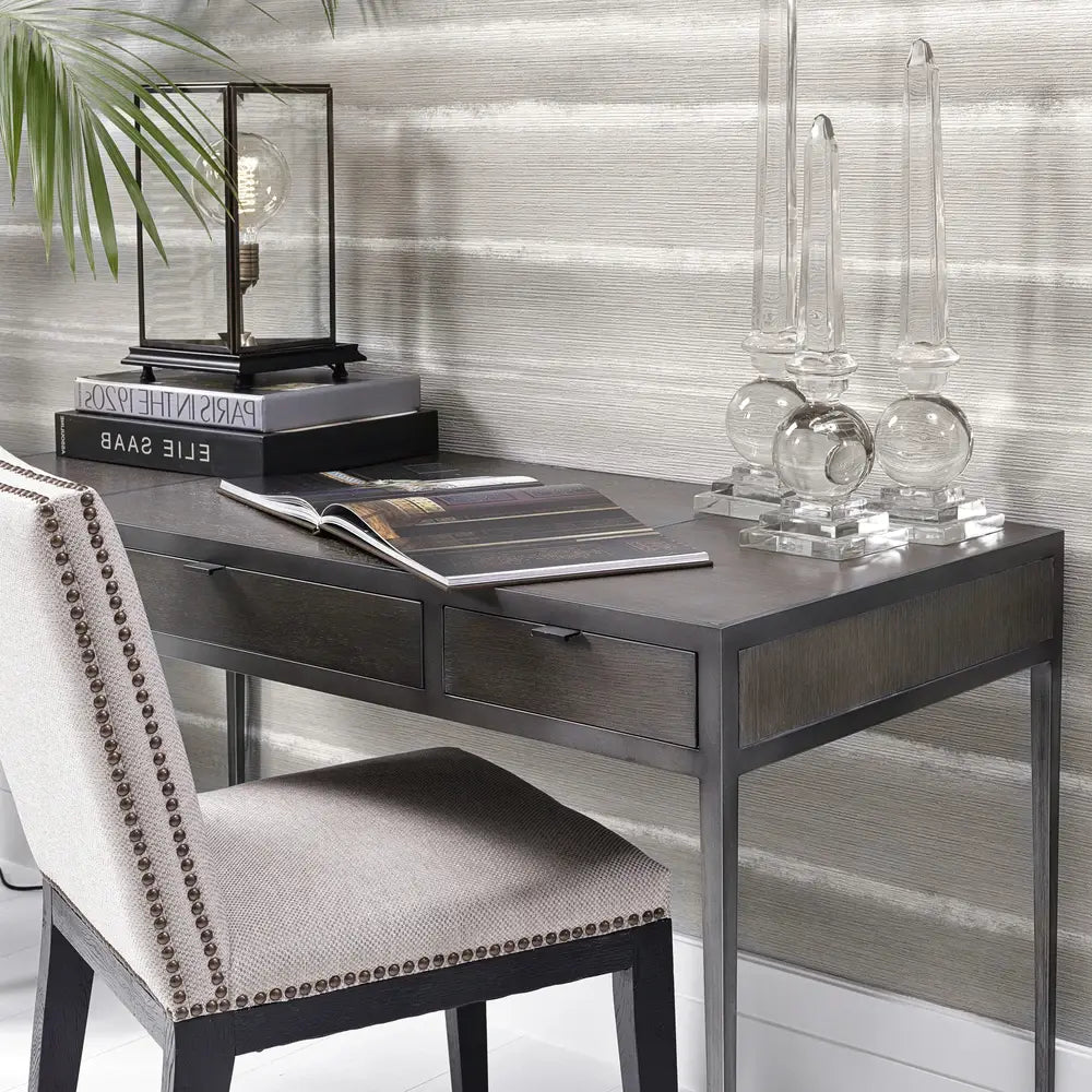 Scavullo Desk - Straight Charcoal Brown Oak Veneer