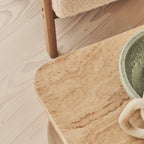 Melrose - Beige Travertine Rectangular Warm Wood Premium Coffee Table