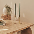 Melrose - Beige Travertine Square Warm Wood Premium Coffee Table