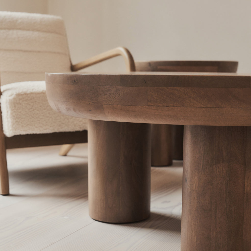 Vermont - Warm Wood Premium Round Coffee Table