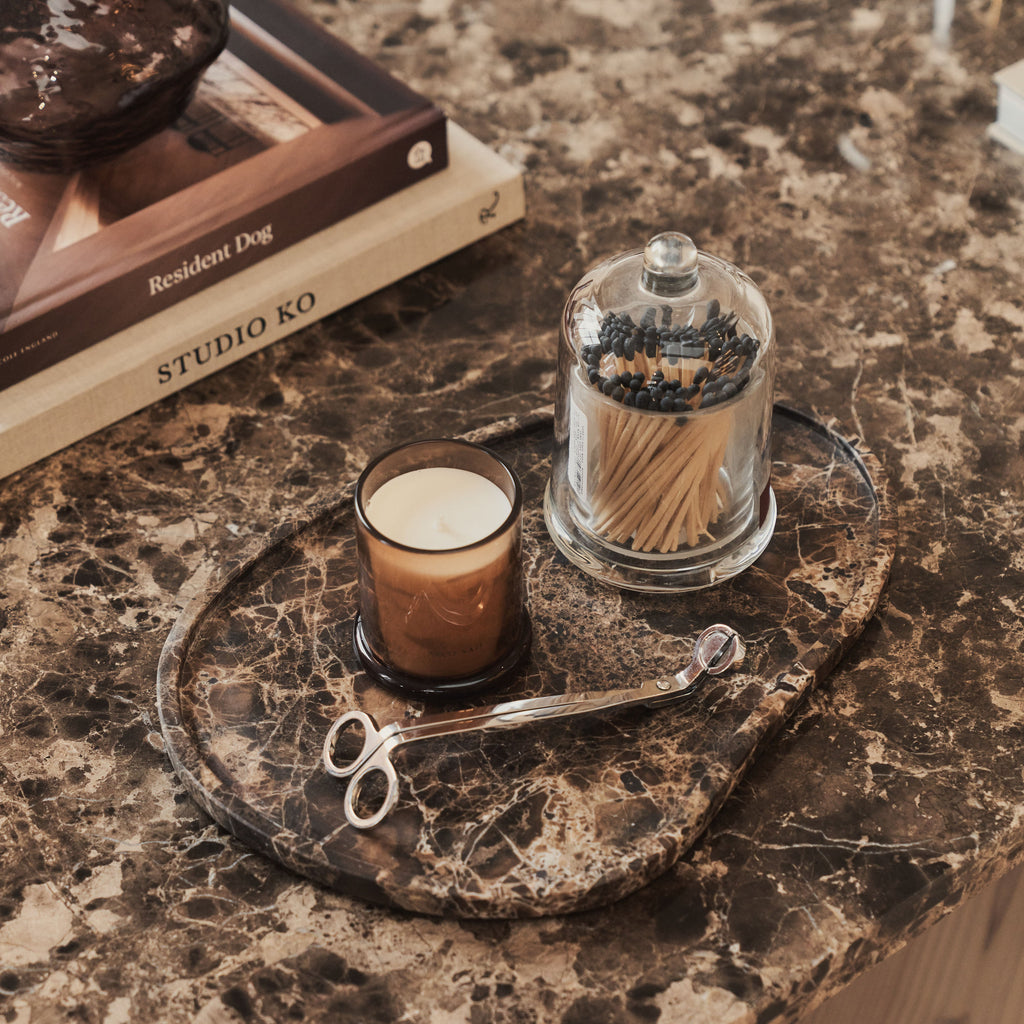 Melrose - Dark Emperador Marble Rectangular Dark Wood Premium Coffee Table