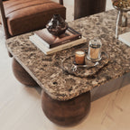 Melrose - Dark Emperador Marble Rectangular Dark Wood Premium Coffee Table