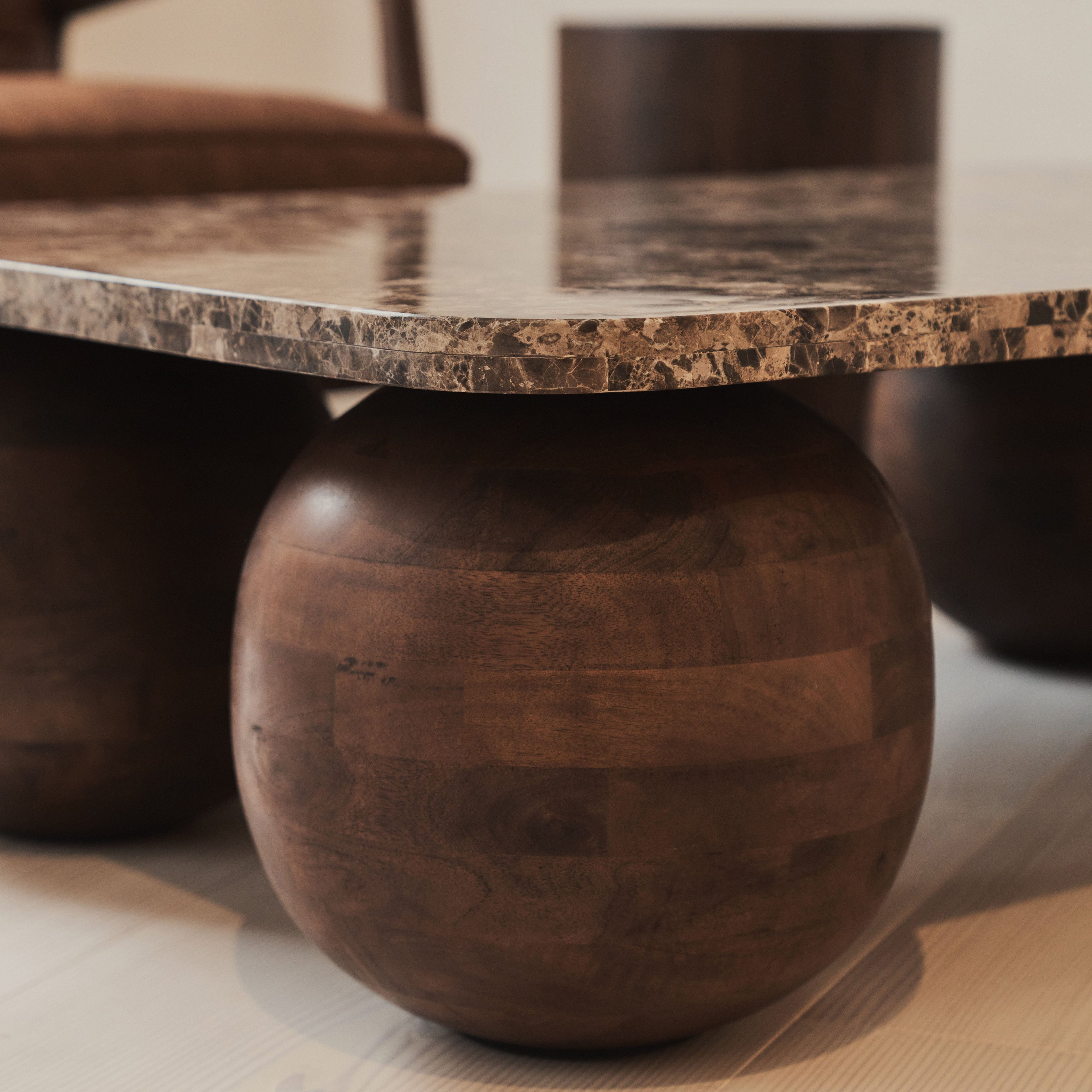 Melrose - Dark Emperador Marble Rectangular Dark Wood Premium Coffee Table