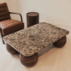 Melrose - Dark Emperador Marble Rectangular Dark Wood Premium Coffee Table