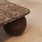 Melrose - Dark Emperador Marble Square Dark Wood Premium Coffee Table