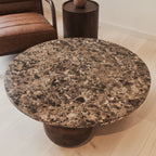 Melrose - Dark Emperador Marble Round Dark Wood Premium Coffee Table