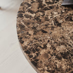 Melrose - Dark Emperador Marble Round Dark Wood Premium Coffee Table
