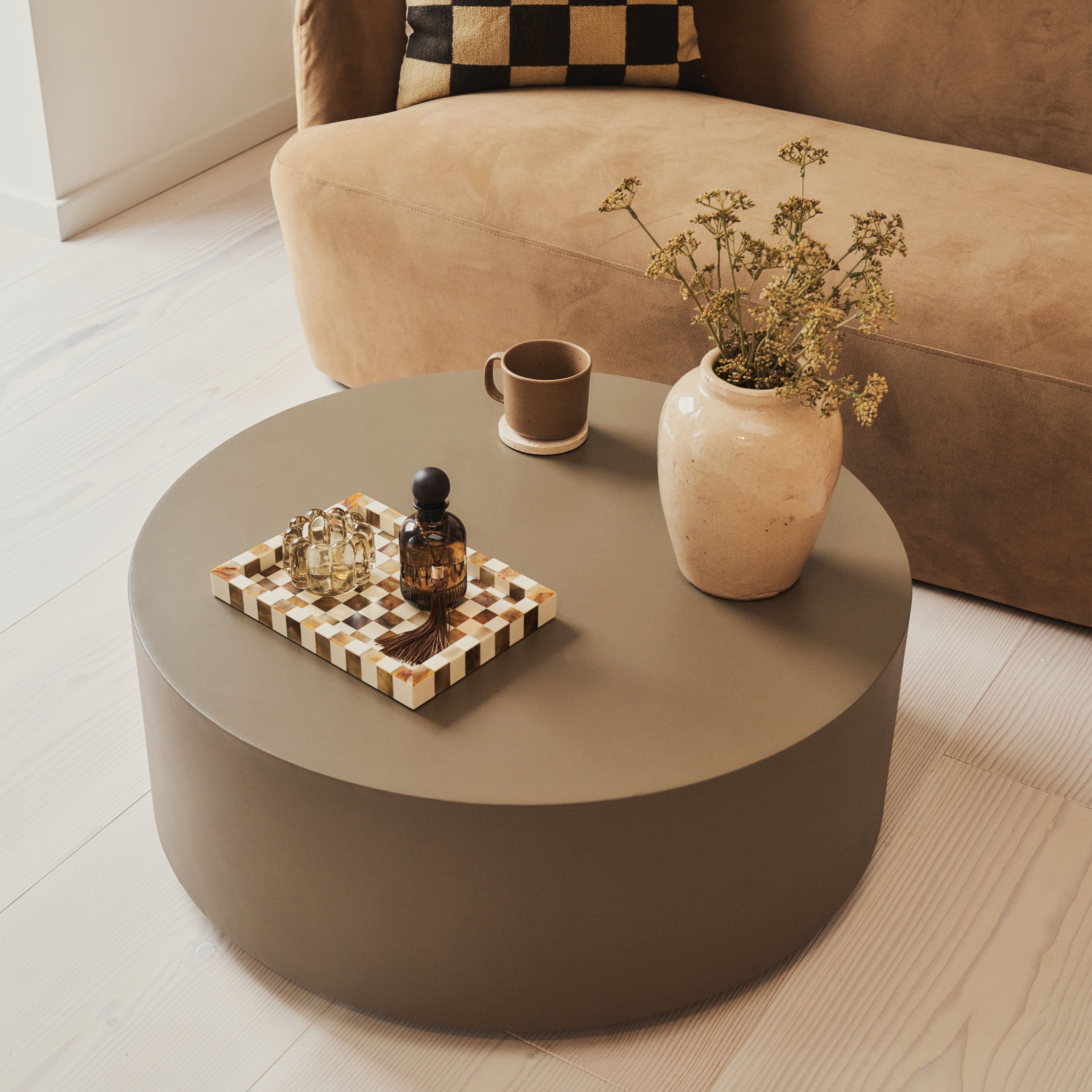 Angelo - Minimal Mocha Round Coffee Table Large