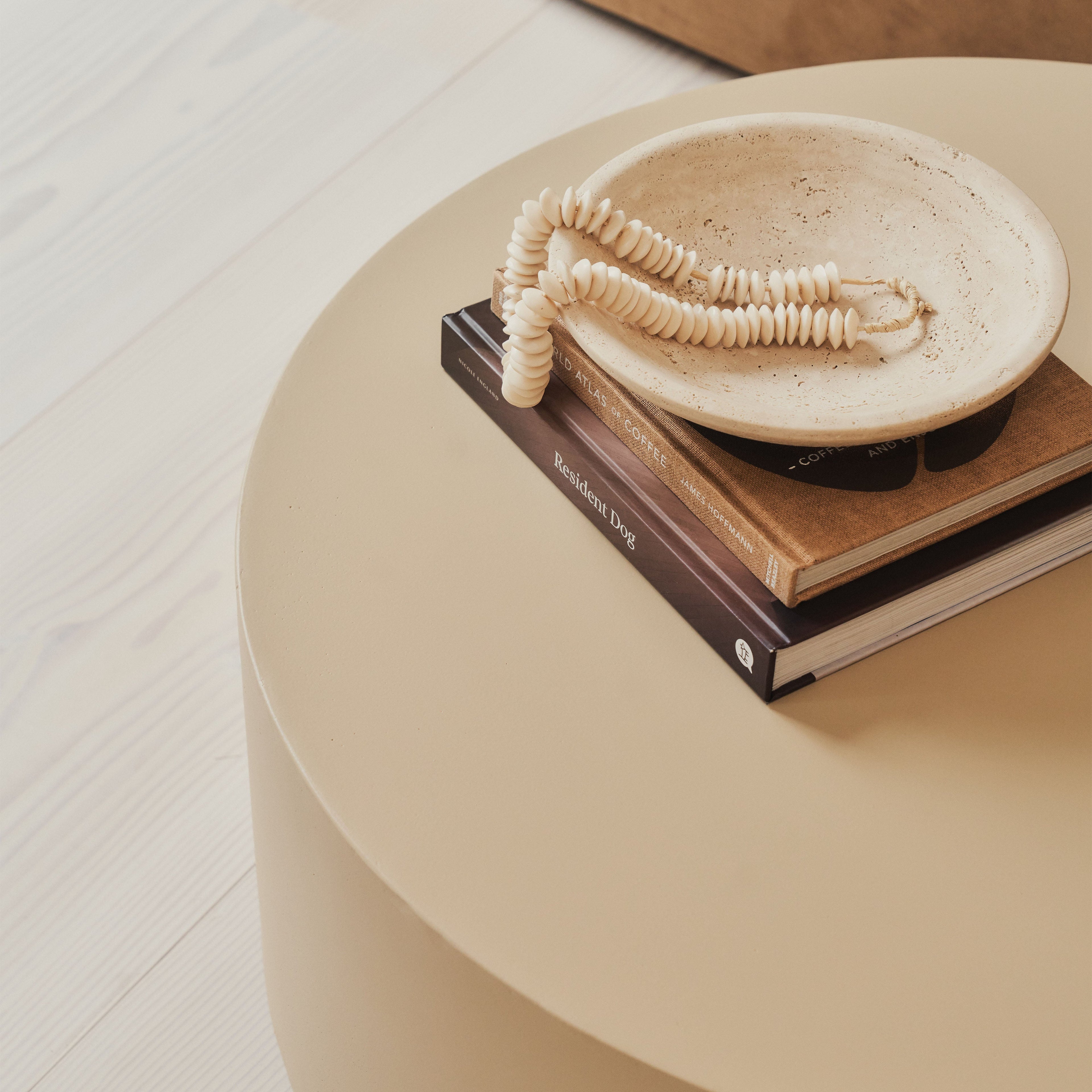 Angelo - Minimal Beige Round Coffee Table Large