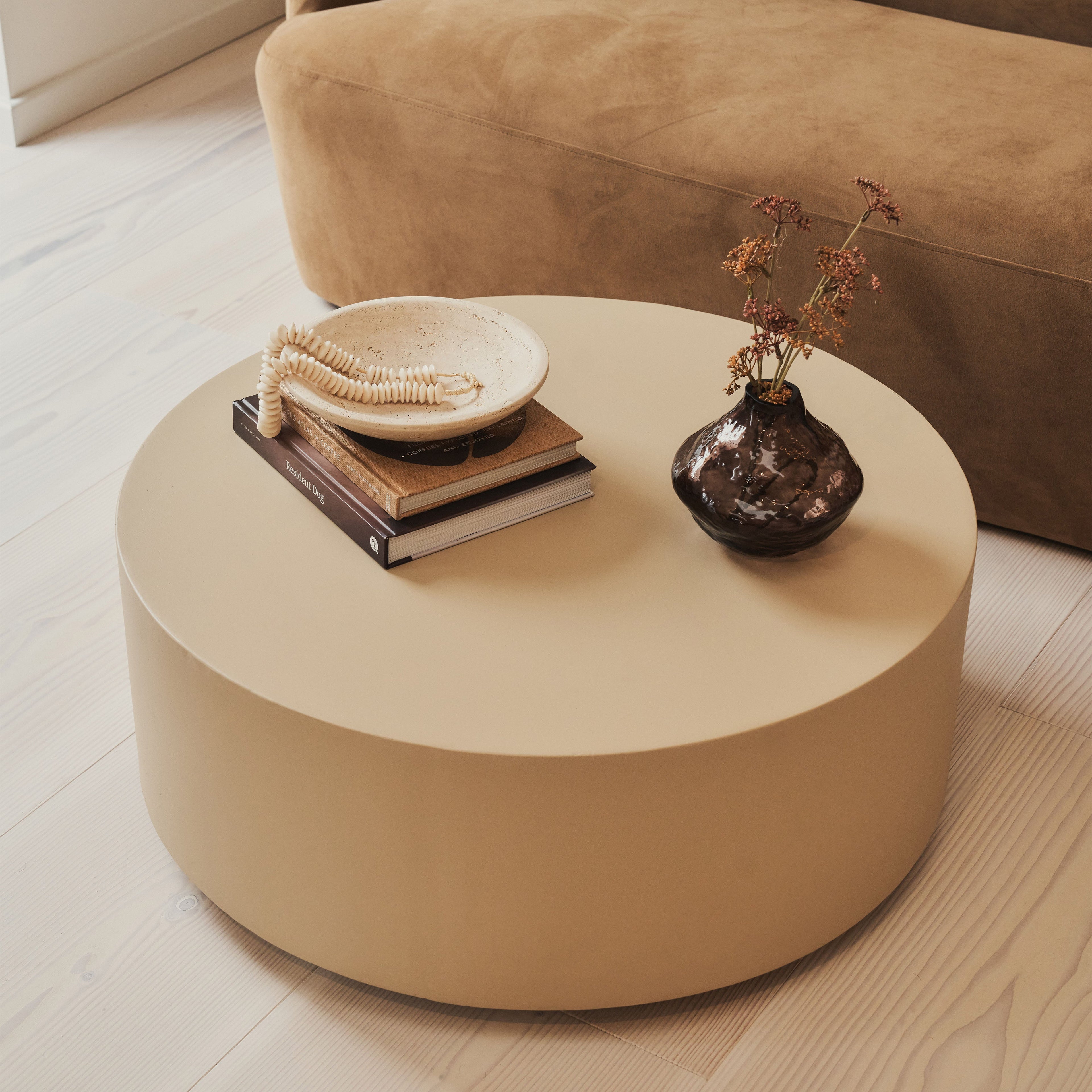 Angelo - Minimal Beige Round Coffee Table Large