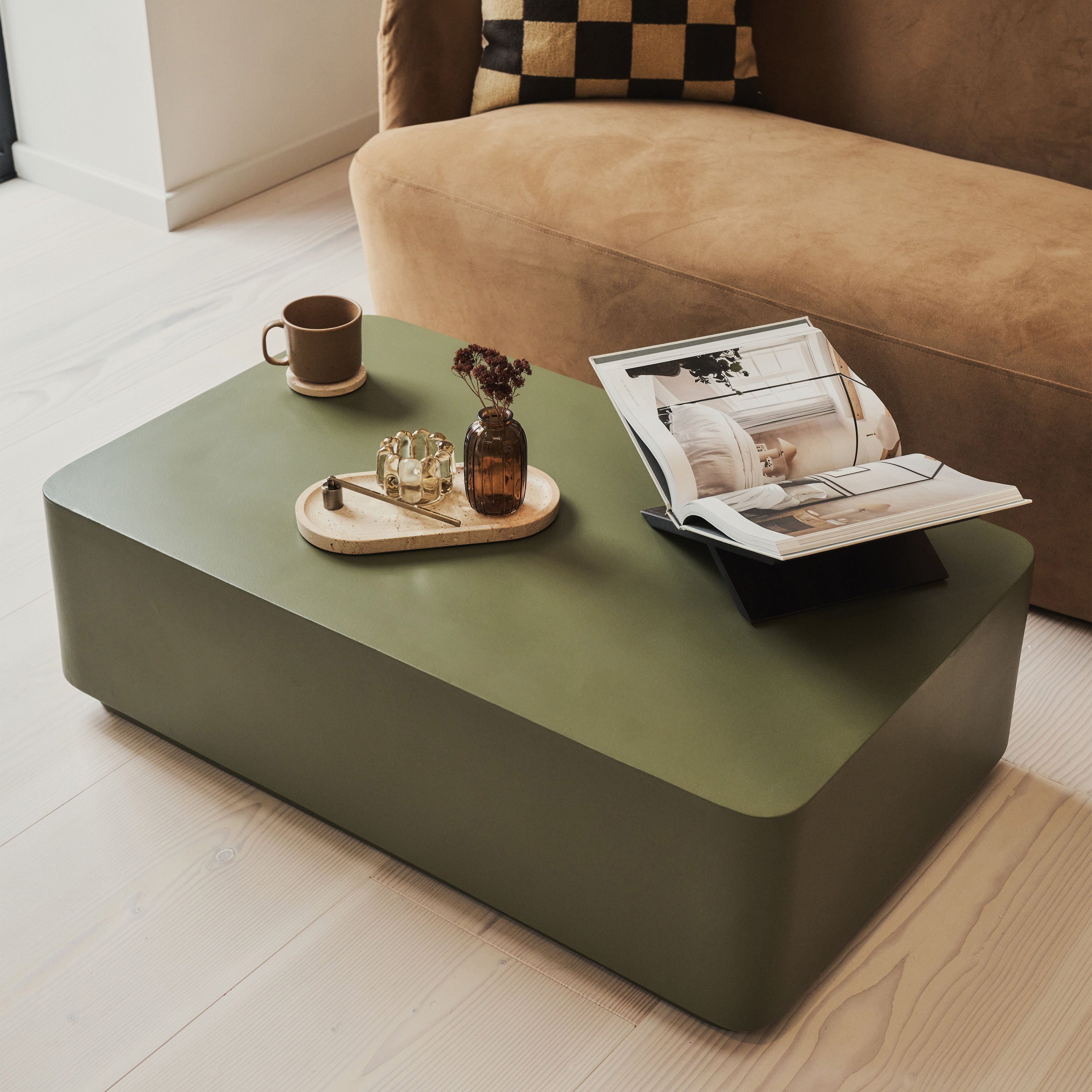 Angelo - Minimal Olive Rectangular Coffee Table Large