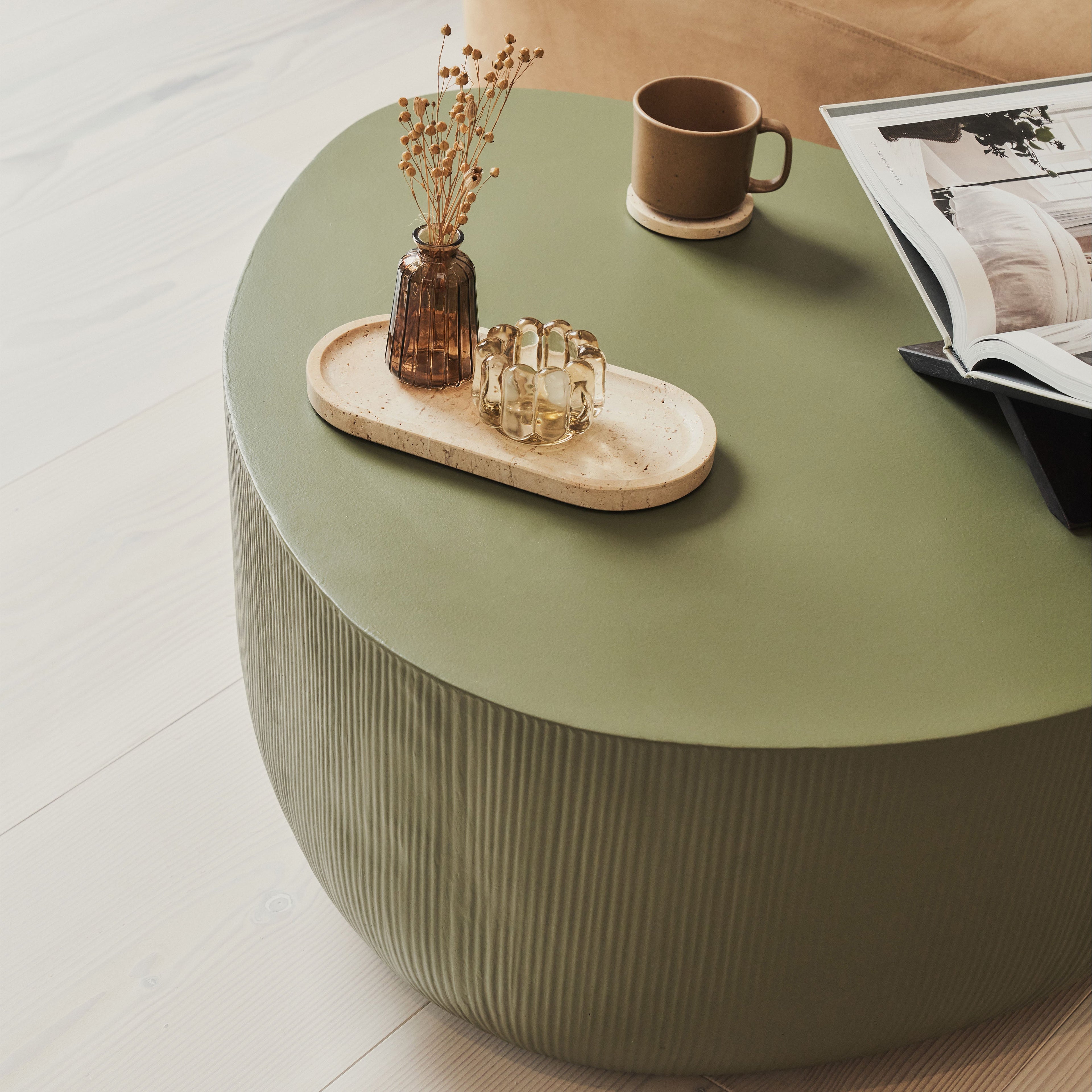 Leonardo - Minimal Olive Irregular Shaped Coffee Table Large