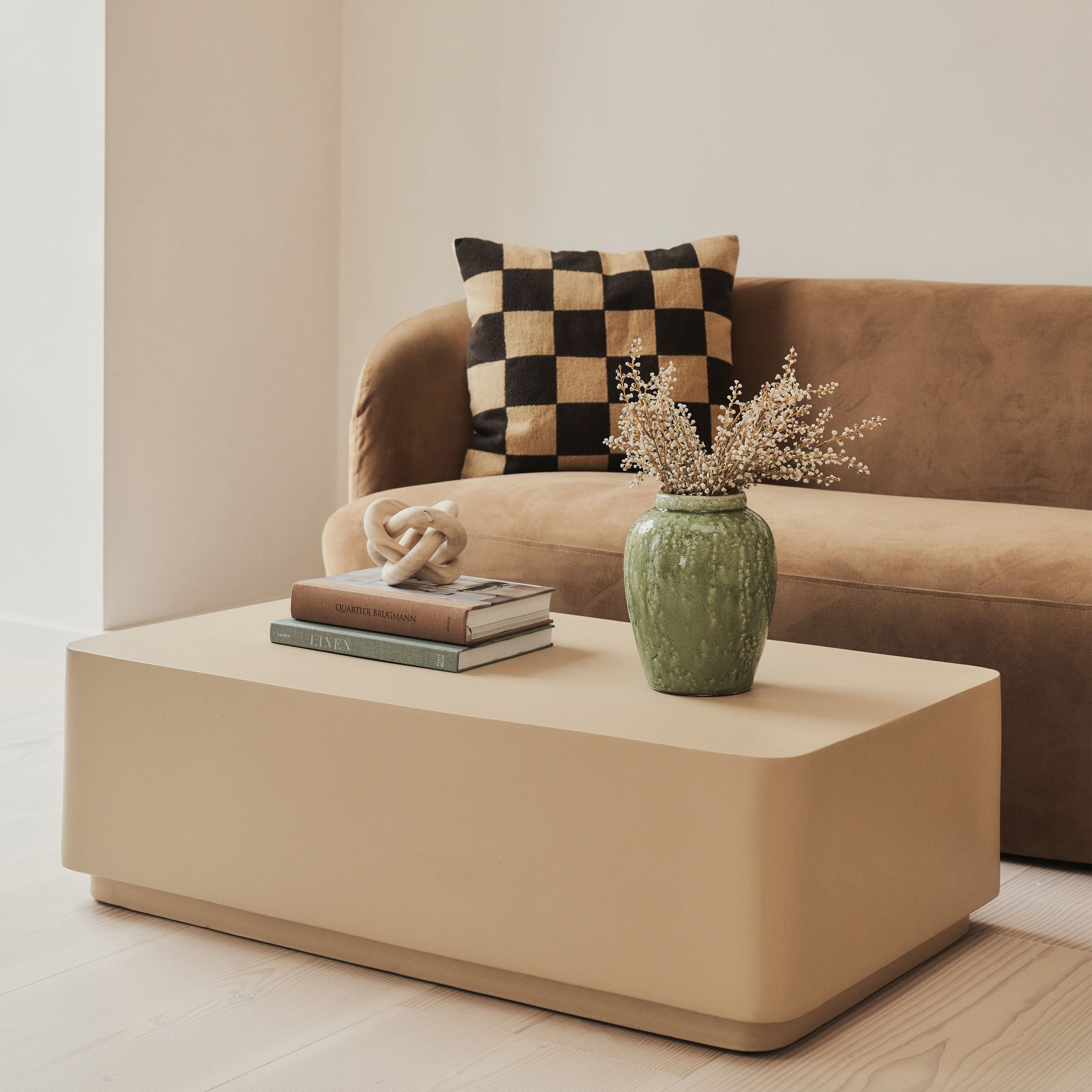 Angelo - Minimal Beige Rectangular Coffee Table Large