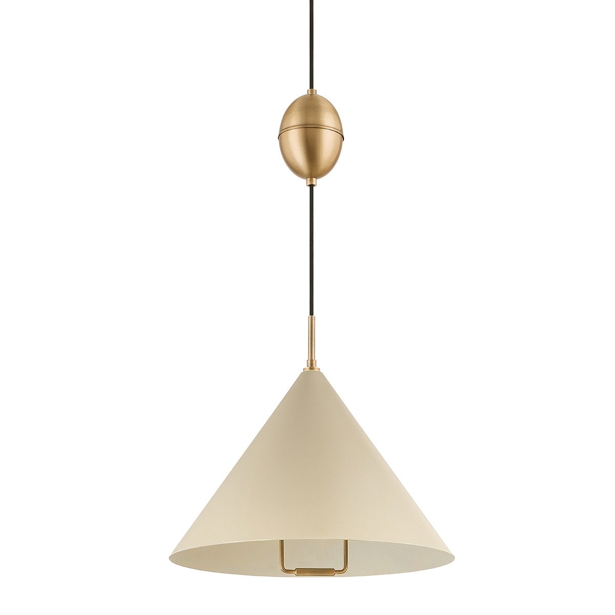 Fontana 1 Light Pendant Light - Patina Brass & Soft Sand