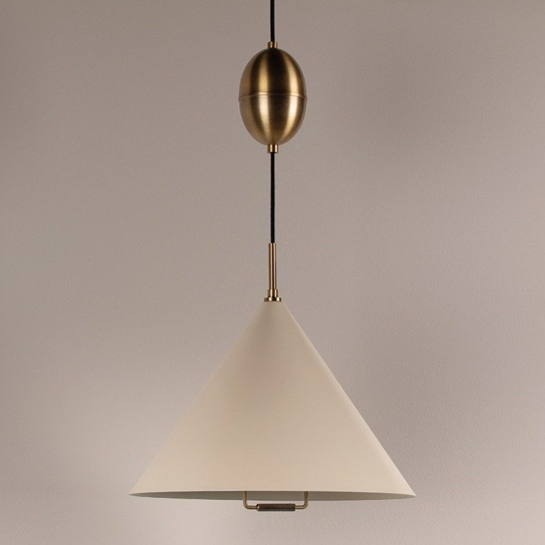 Fontana 1 Light Pendant Light - Patina Brass & Soft Sand