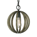 Allier Pendant Light - Oak Wood & Antique Forged Iron