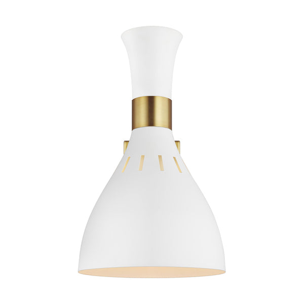 Joan 1 Light Wall Light - Matte White & Burnished Brass
