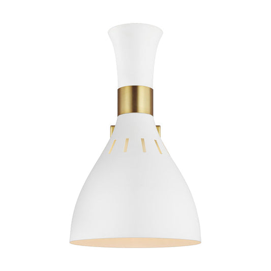 Joan 1 Light Wall Light - Matte White & Burnished Brass