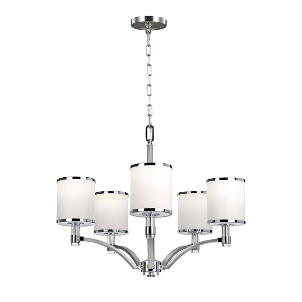 Prospect Park 5 Light Chandelier - Satin Nickel & Chrome