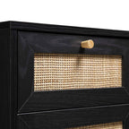 Frances Woven Rattan 1-Door Bathroom Cabinet, Black