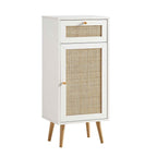 Frances Woven Rattan 1-Door Bathroom Cabinet, White