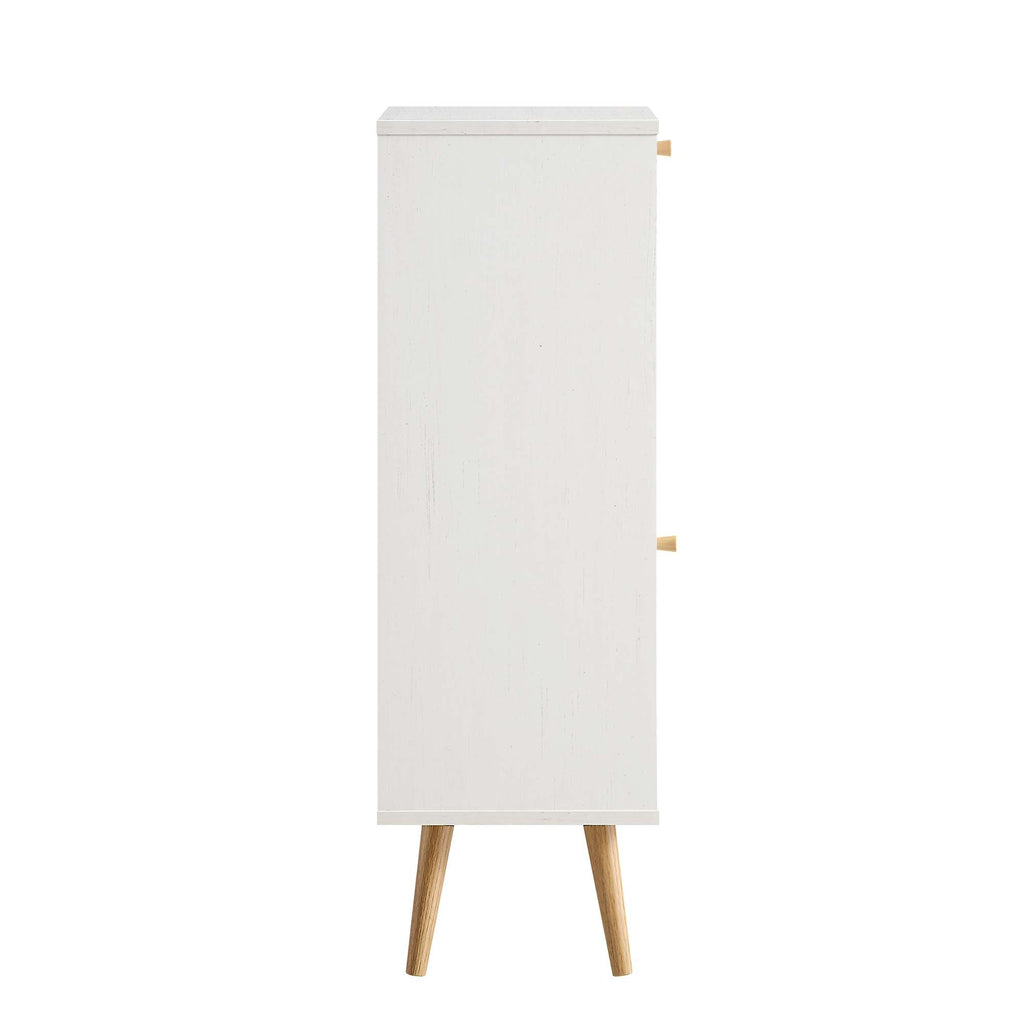 Frances Woven Rattan 1-Door Bathroom Cabinet, White