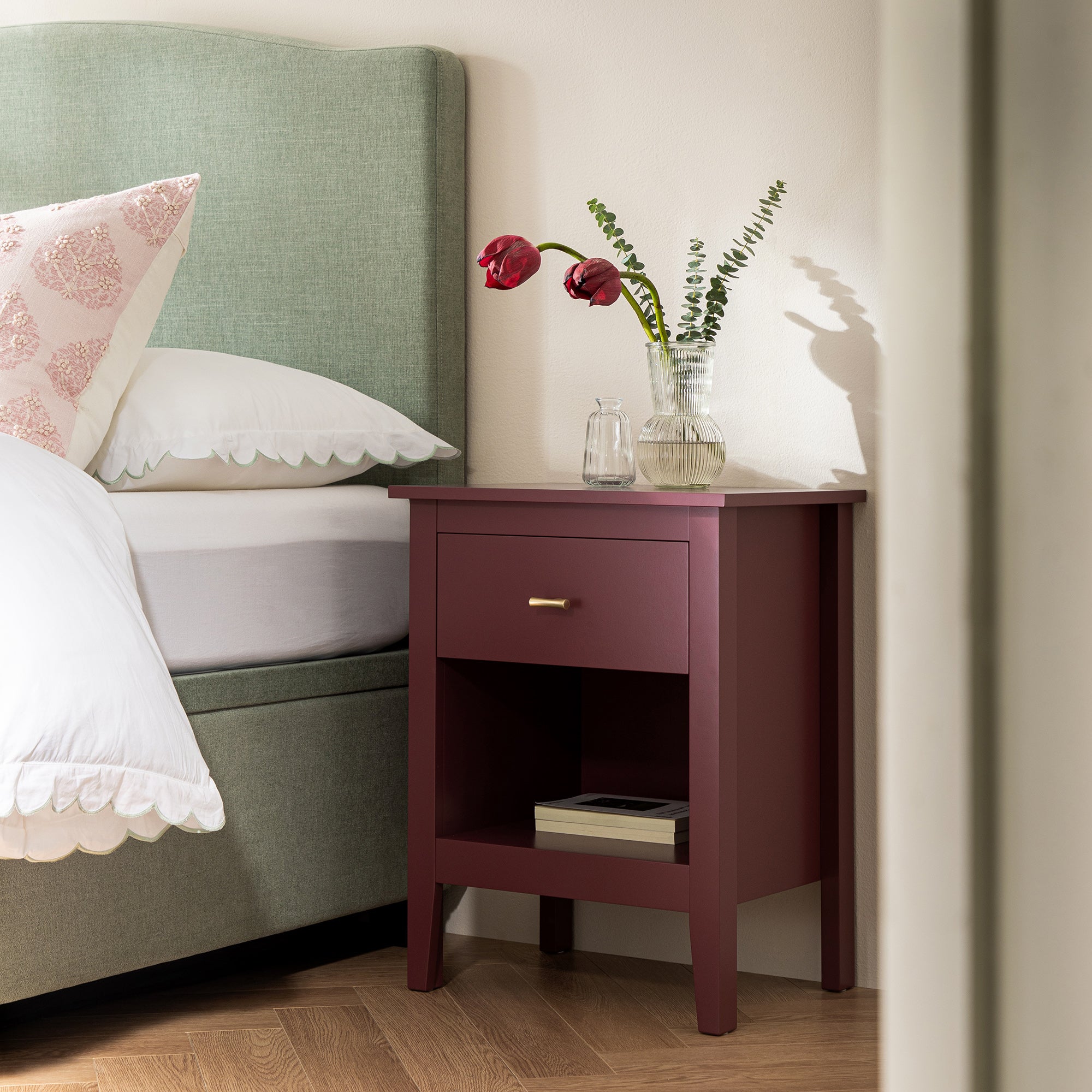 Oakham 1-Drawer Bedside Table, Wild Cherry