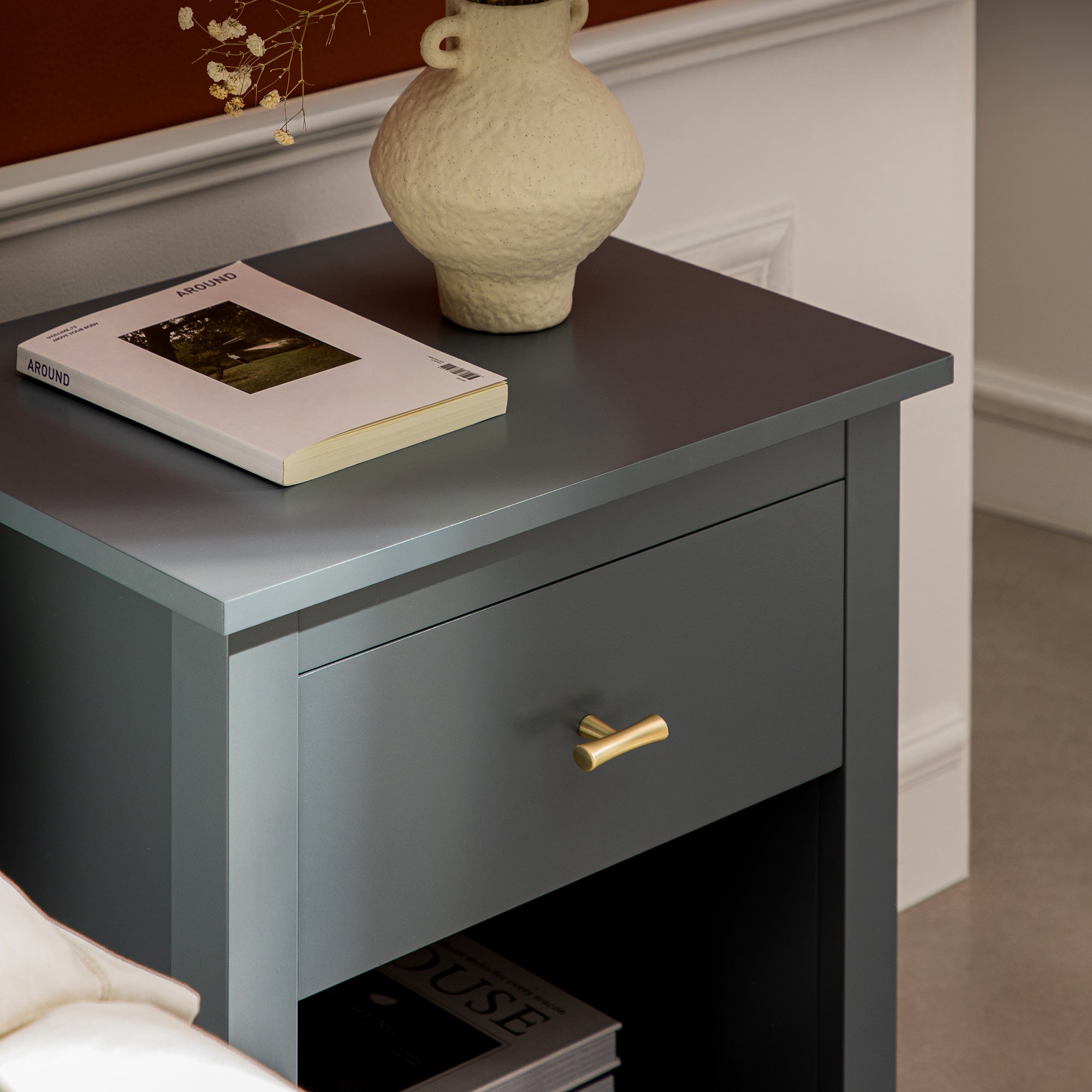 Oakham 1-Drawer Bedside Table, Stormy Blue