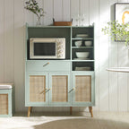 Frances Woven Rattan Kitchen Cabinet, Mint