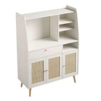 Frances Woven Rattan Kitchen Cabinet, White